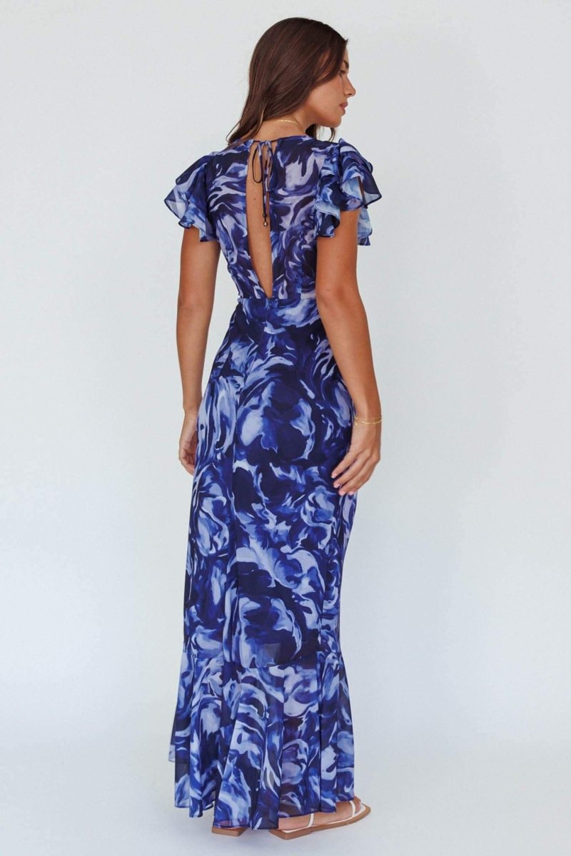Seraphine – Vestido largo con volantes y escote en V