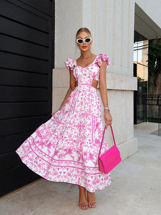 Natalie – Vestido largo rosa con esencia romántica