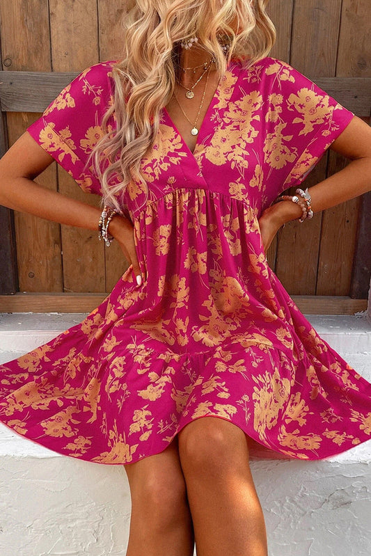 Paola – Mini vestido floral de manga corta