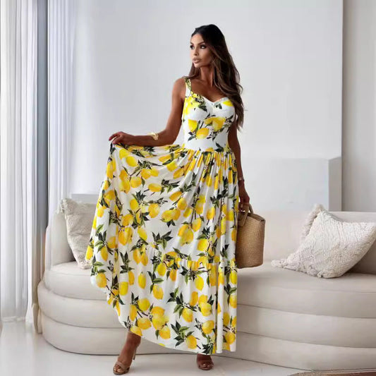 Aurora - Vestido con estampado de limones